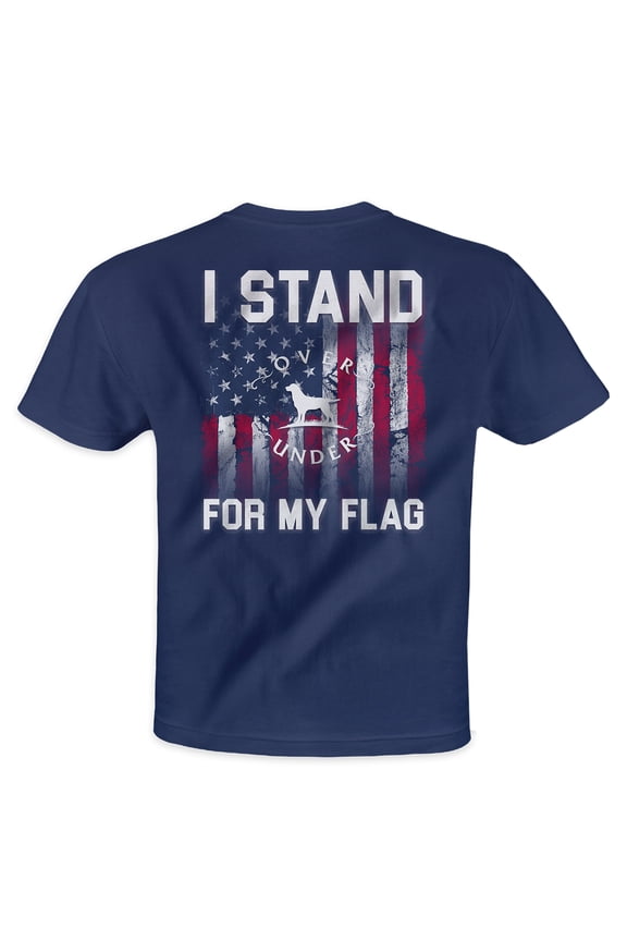 Over Under Stand for the Flag Short Sleeve T-Shirt, Navy- Large
