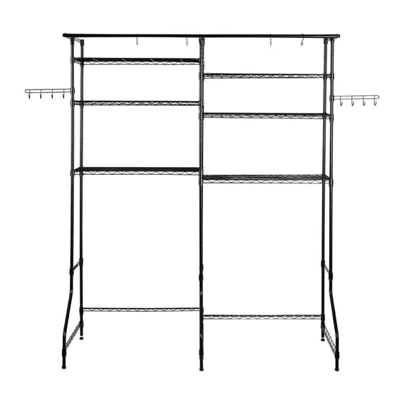 Over Washer Dryer Shelves, 6 Tier Laundry Rack with Hooks, Adjustable Space Saver