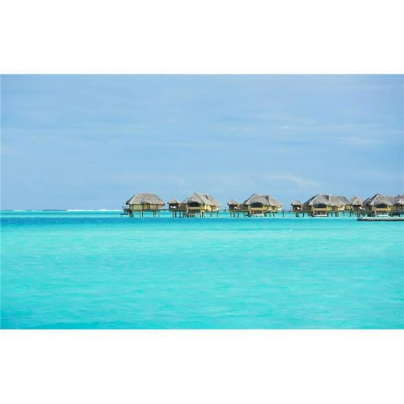 Over-Water Bungalows At A Tropical Resort - Bora Bora French Polynesia Poster Print, 38 x 24 - Large