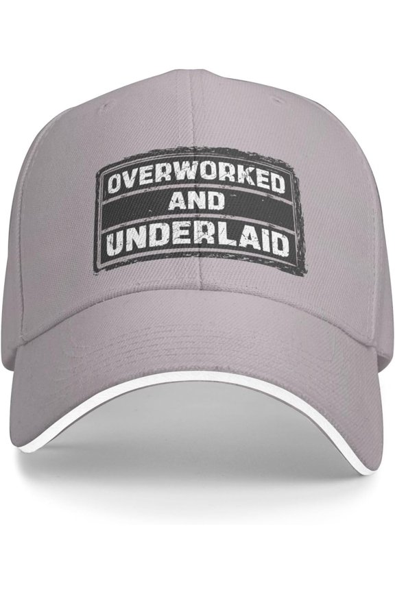 Over-Worked and Underlaid Baseball Hat Over-Worked & Underlaid Hat Men Women Baseball Cap Gifts Funny Trucker Hat
