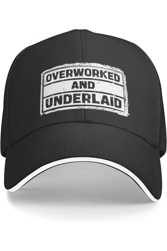 Over-Worked and Underlaid Baseball Hat Over-Worked & Underlaid Hat Men Women Baseball Cap Gifts Funny Trucker Hat