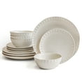 Over and Back 12 Piece Wheat Thumbprint Dinnerware Set