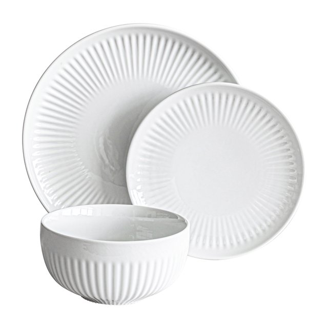 Over and Back 24 Piece Fluted Porcelain Dinnerware Set