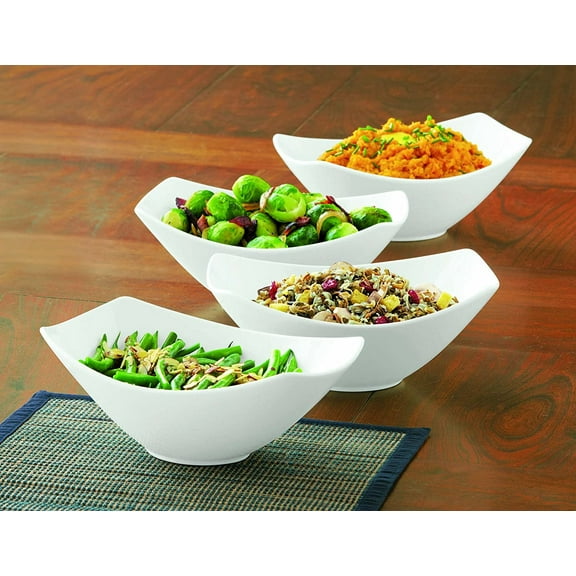 Over-and-Back 4-Piece Porcelain Serving Bowl Set (4 Bowls)