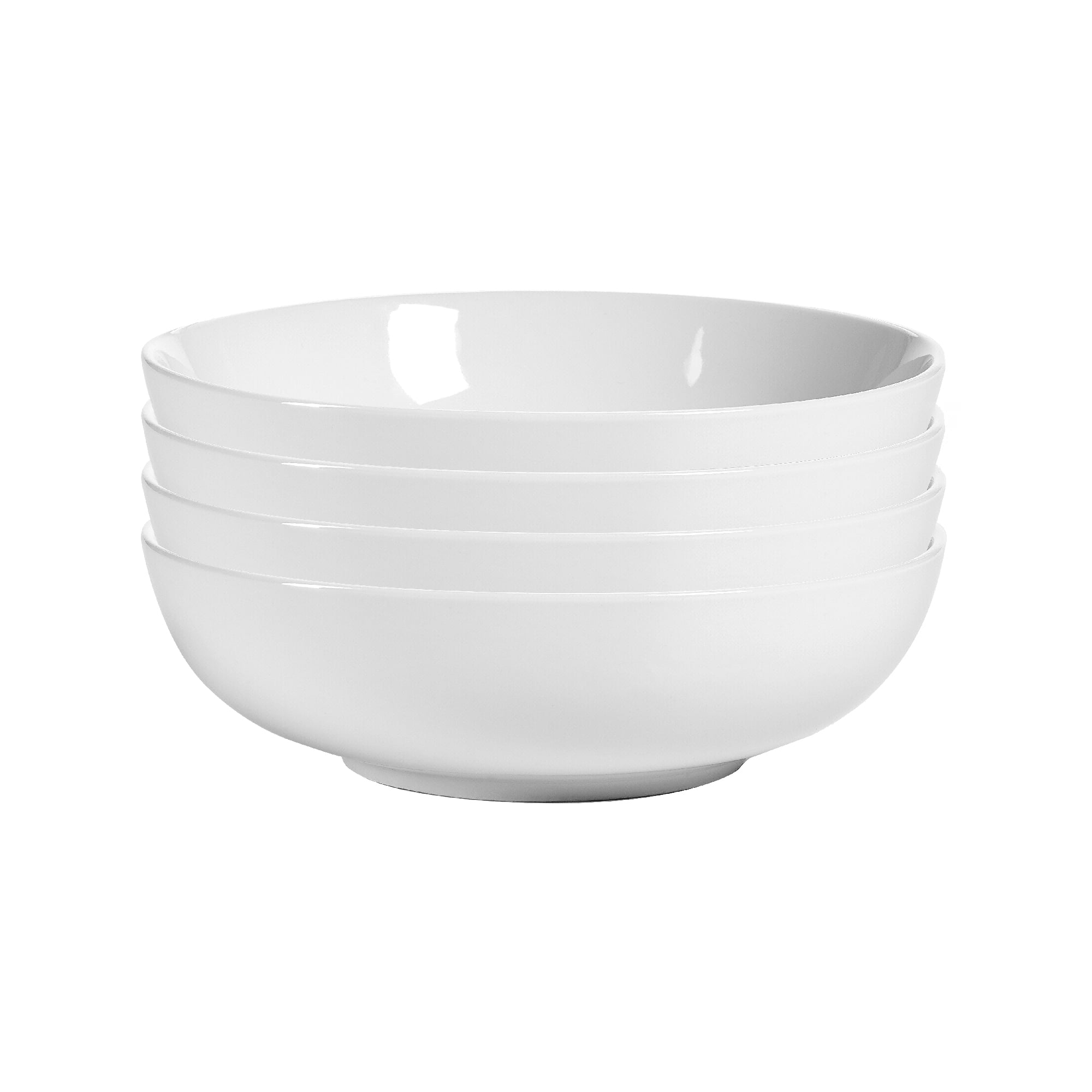 Over and Back Dining Kitchen Round Bowls Anniston Set of 4 White Dinner/Cereal Bowls
