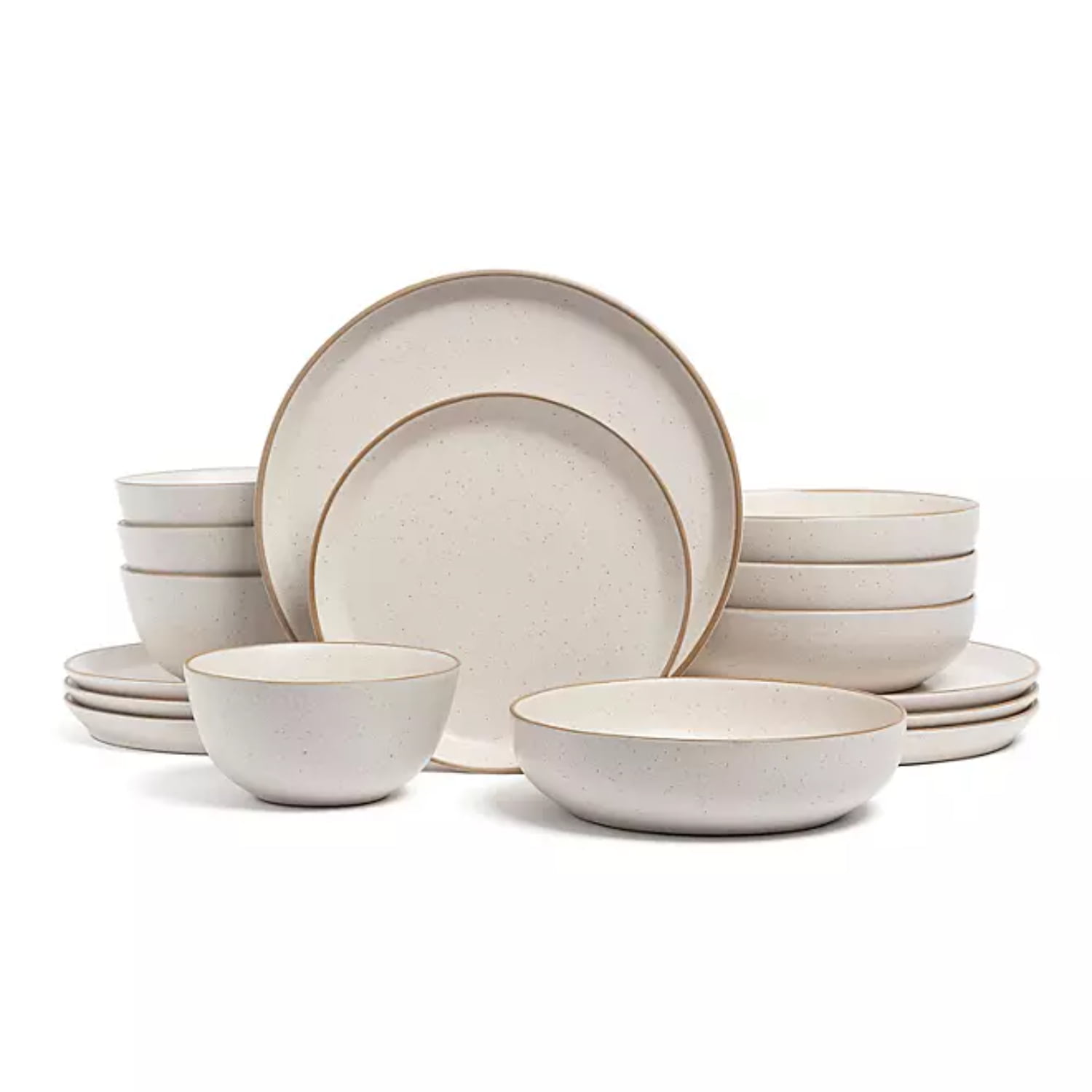 Over&back BO-36-POD 16-Piece Artisan Stoneware Dinnerware Set, Cream