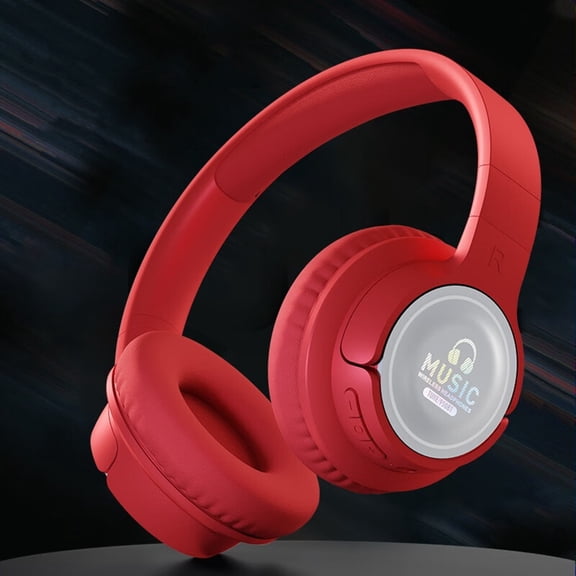 Over-ear Gaming Headset, Hwkond New Headworn Bluetooth Earphones With True Wireless Noise Reduction Luminous Colorful Light HiFi High Sound Quality Music Games Sports Headphones,Red