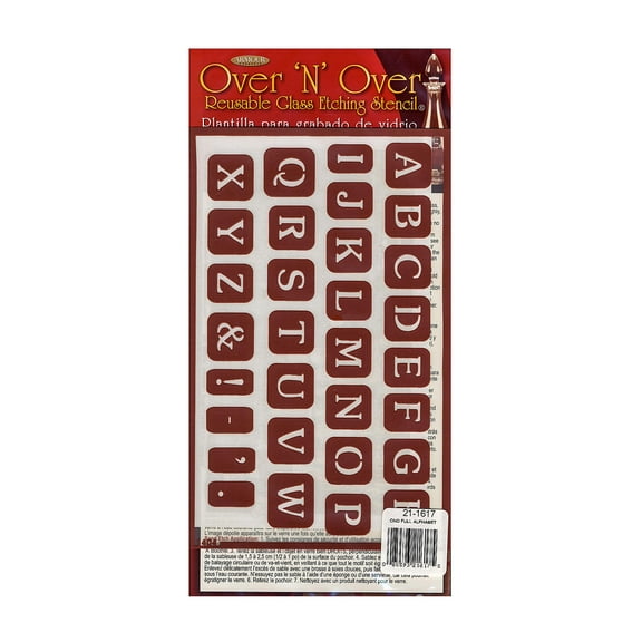 Over'n'Over Re-usable Glass Etching Stencils full alphabet, each (pack of 3)