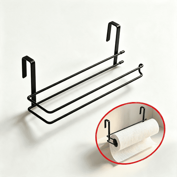 Over-the-Cabinet Paper Towel Rack for Kitchen Cabinet Door Mount Stainless Steel Paper Towel Holder Under Cabinet Space Saving Organizer for Standard and Large Rolls