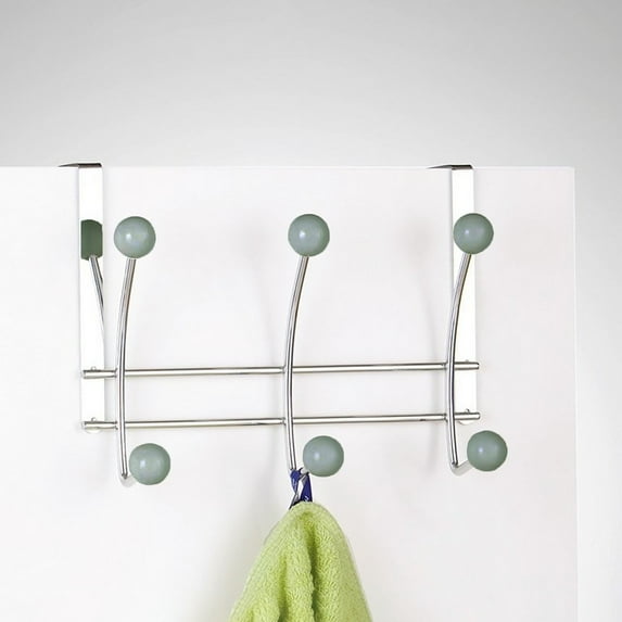 Evideco French home goods 6 Hooks Indoor Bathroom Rust Resistant Over-the-Door Storage Towel Hooks, Gray