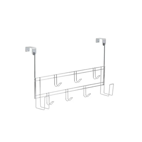 Over the Door 8 hook Rail Hanger System, Chrome