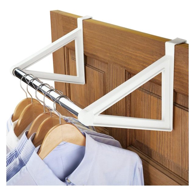 Over the Door Closet Bar Hanging Clothes Rack, No Hardware Required