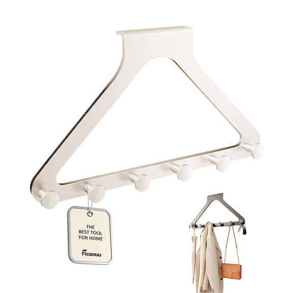 Over-the-Door Hanger Organizer, Door Hanger Hooks for Hanging, Coat Rack Bathroom Dorm Room Essentials, 6-Hook Heavy Duty Rack for Hanging Coats, Hats, Towels, And Bags, Easy to Install
