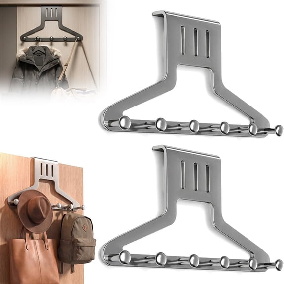 Over the Door Hanger Rack, Entryway Hook Rack, Multi Purpose Door Organizer for Bedroom, Heavy Duty Metal Door Hook for Bathroom, Closet Organizer