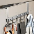 thumbnail image 1 of Over-the-Door Hanger with 6 Hooks | No-Drill Aluminum Coat Rack for Bedroom & Bathroom | 15.8x5.5in Space-Saving Organizer | Gray, 1 of 6