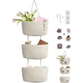 thumbnail image 1 of Over the Door Hanging Basket, 3-Tier Woven Cotton Wall-Mounted Storage Organizer Bag Decorative Hanging Nursery Baskets - Jute, 1 of 7