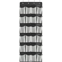 Over the Door Hanging Shoe Organizer with 24 Large Mesh Pockets - Shoes Holder/Black