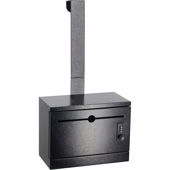 Over-the-Door Heavy Duty Steel Drop Box,Specimen Containers,Payment Drop box, Key Drop Off Box, Night Drop Box,Height Adjustable Range of 6.5'', Removable Hinge for Optional Wall Mount, Black