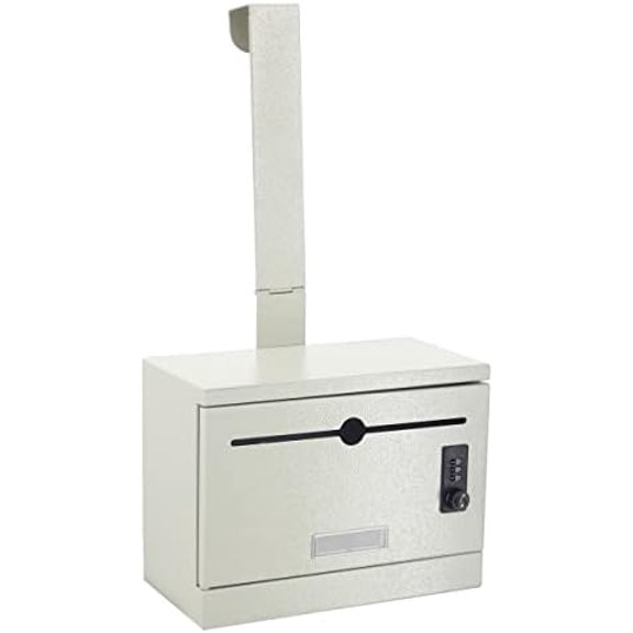 Over-the-Door Heavy Duty Steel Dropbox, Specimen Containers, Payment Key Cash Drop Off Box with Lock, Night Mail Drop Box, Height Adjustable & Removable Hinge for Wall Mount, Grey