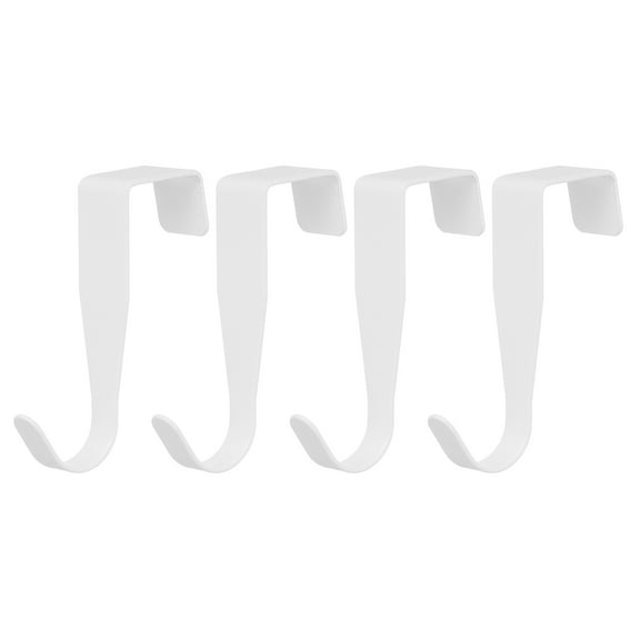 Over the Door Hook, 4 Pack - Carbon Steel Door Single Hooks, Metal Door Hanger for Home Kitchen Decoration (White)