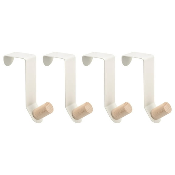 Over the Door Hooks, 4pack Carbon Steel Paint Door Hanger Hook, Single Hooks for Hanging Clothes (White)