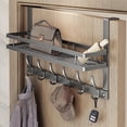 thumbnail image 1 of Over the Door Hooks Organizer Storage, Over The Door Towel Racks with 6 Hooks & 1 Basket for Bathroom, 1 of 8