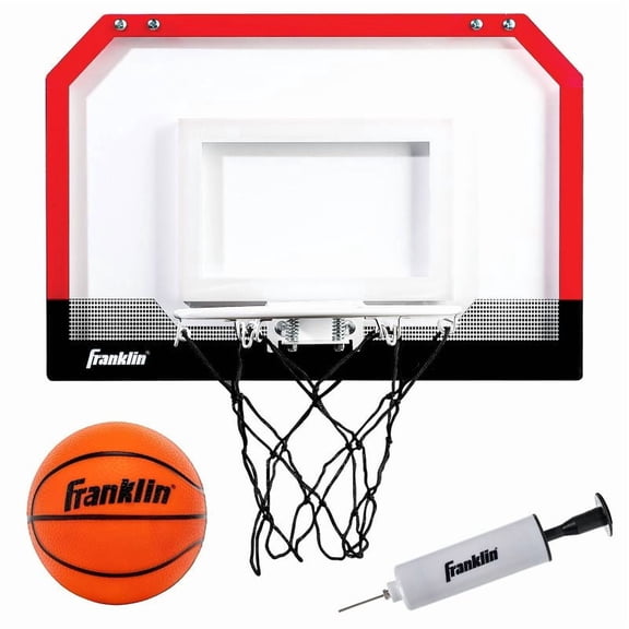 Over-the-Door Indoor Basketball Hoop Set with Polycarbonate Backboard for Recreational Play, Training, and Home Entertainment