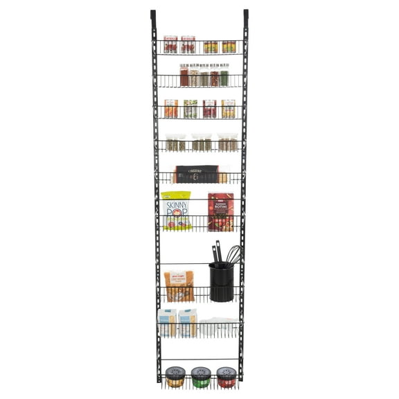 Home-Complete 9-Tier Over the Door Organizer with Adjustable Shelves, Black