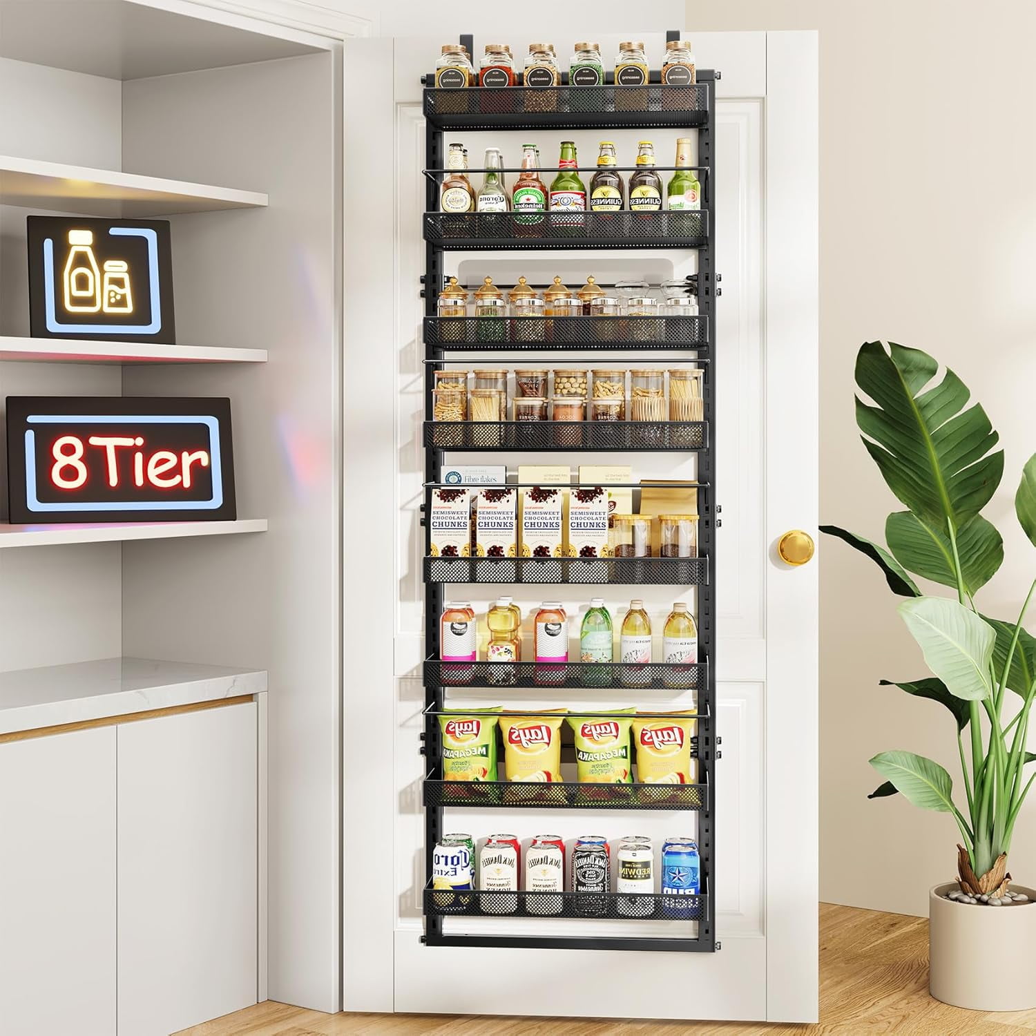 Over the Door Pantry Organizer 8 Tier Adjustable Door Spice Rack for
