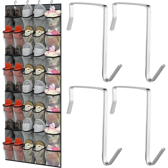 Over the Door Shoe Organizer with Large Breathable Mesh Pocket, Space Saving Hanging Rack Hanger for Storage in Entryway Closet Bedroom