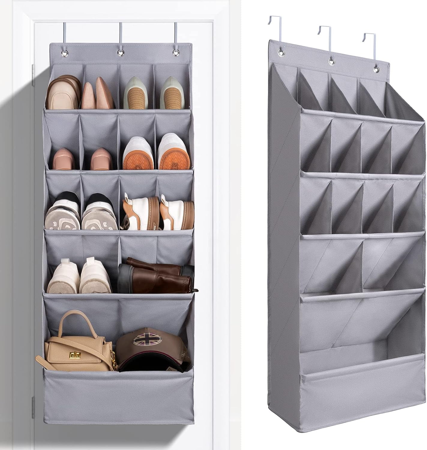 Over-the-Door-Shoe-Organizers, Hanging Shoe Organizer with Large Pocket