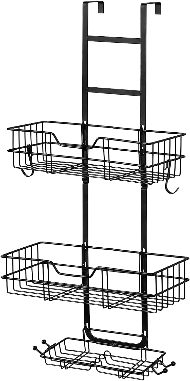 Over-the-Door Shower Caddy with Baskets and Towel Bar