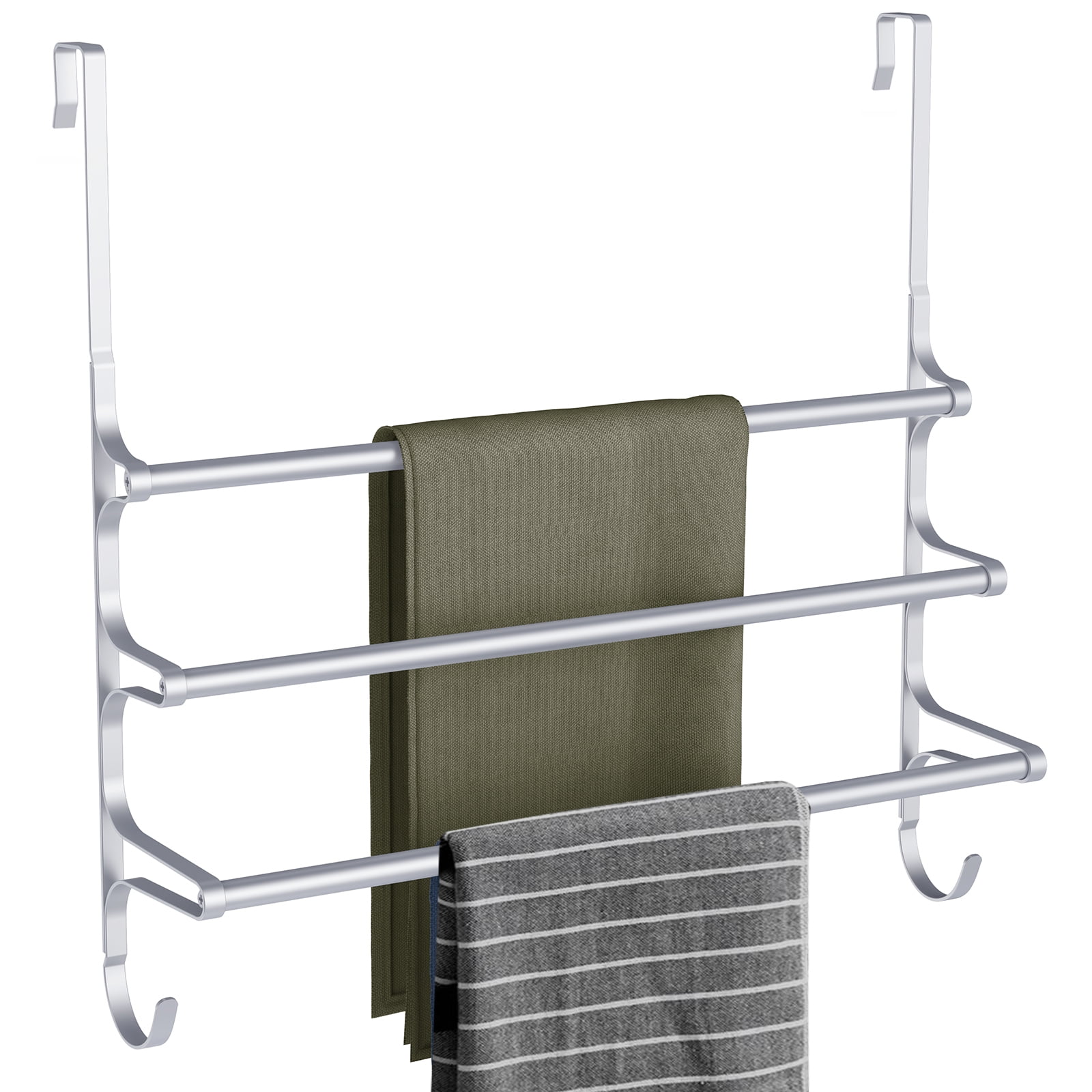 Over the Door Towel Rack, Triple Towel Storage Holder with Hooks, 19.68