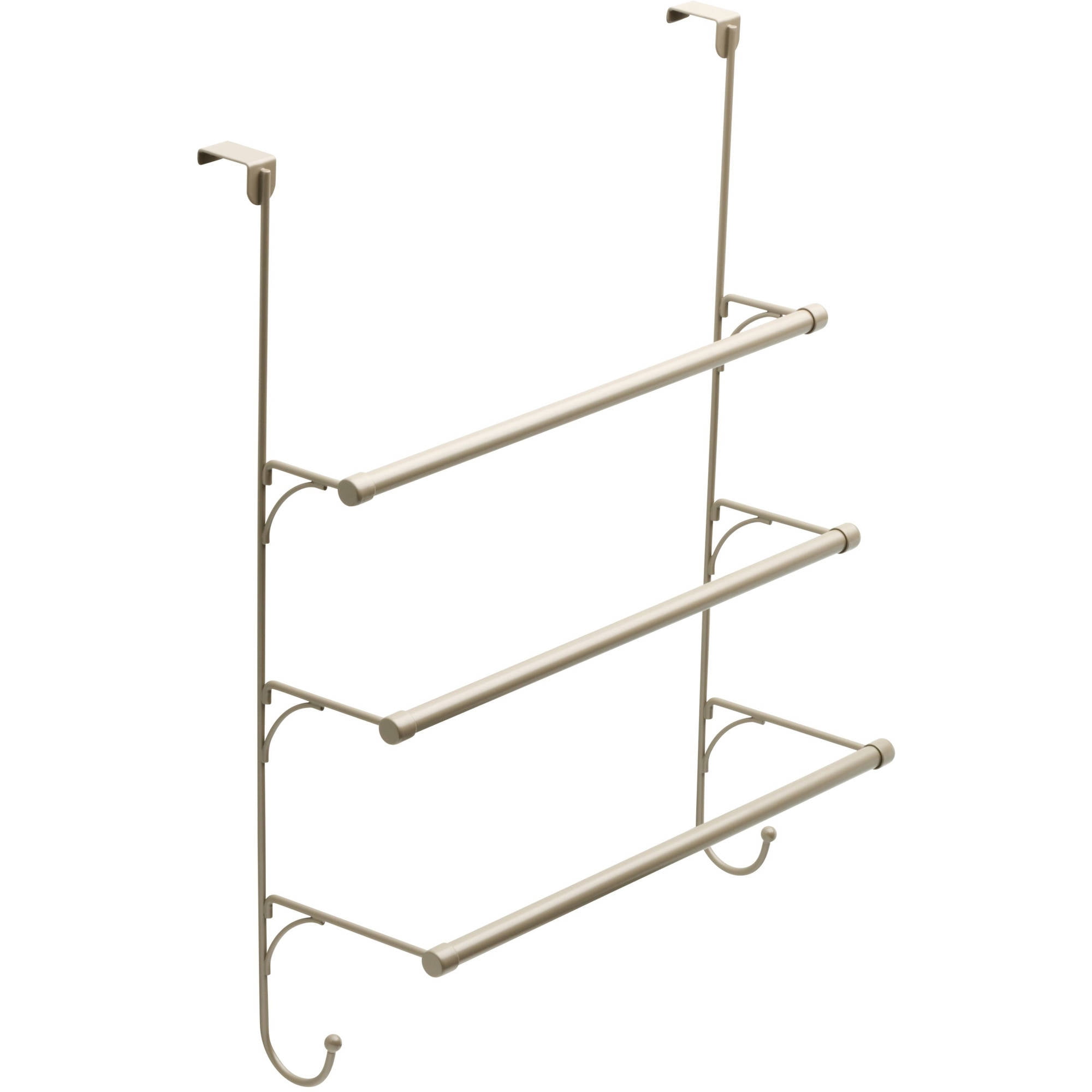 OvertheDoor Triple Towel Rack w/Hooks in Satin Nickel