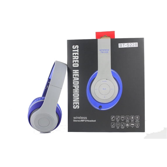 Over-the-Head Stereo Wireless Headsets Compatible with Motorola One Vision, Moto E6, Nokia 105 (2019), 220 4G, Asus ROG Phone II (Blue)