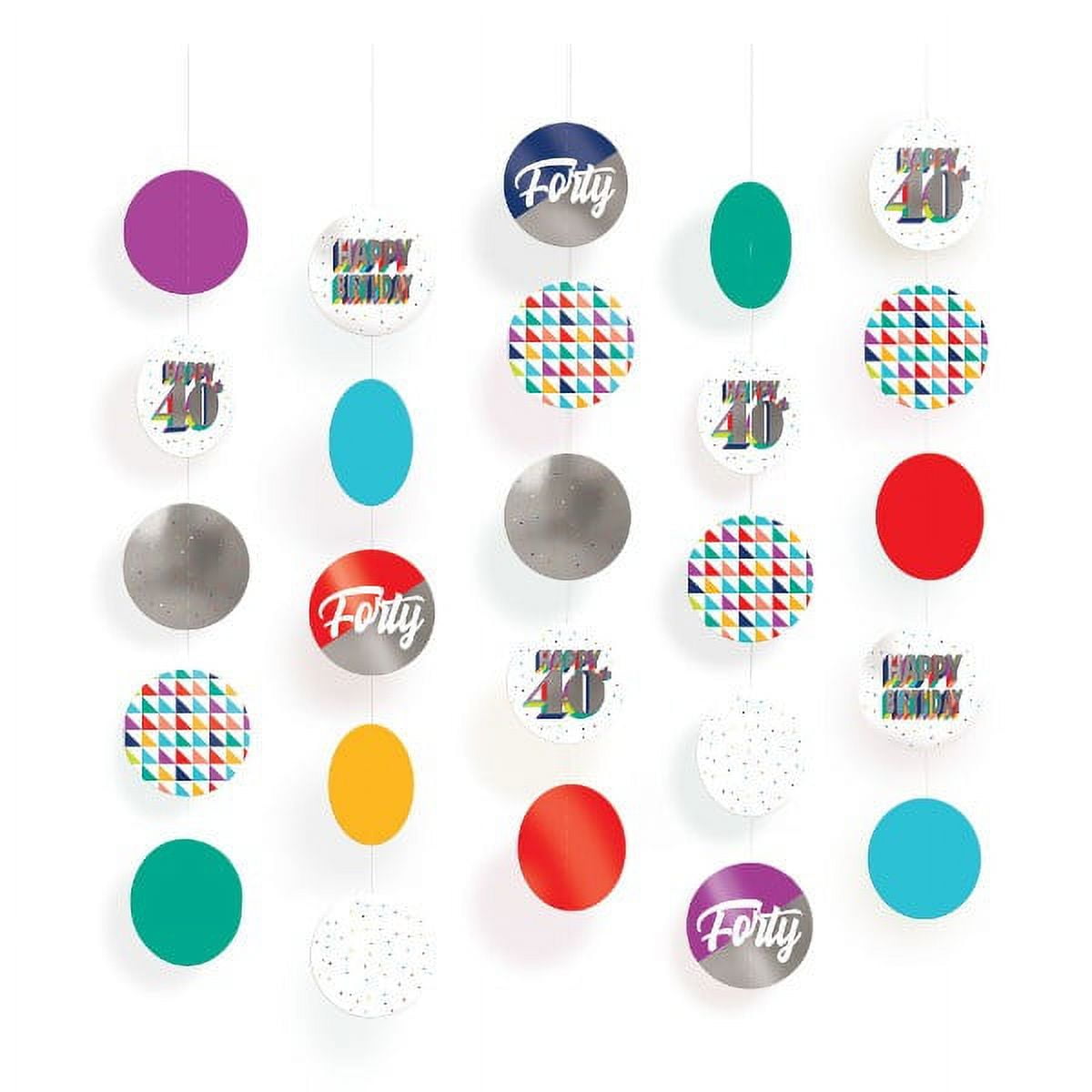 Over the Hill 'Here's to 40' Hanging Circle Decorations (5ct)