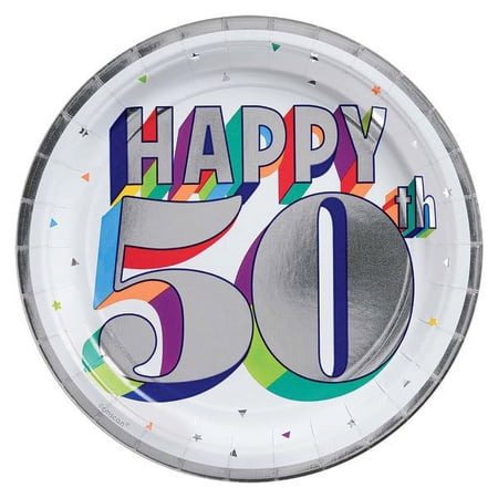 Over the Hill 'Here's to 50' Small Foil Paper Plates (8ct)