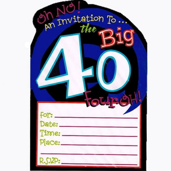 Various Over the Hill 'Oh No' 40th Birthday Invitations, 8 Count