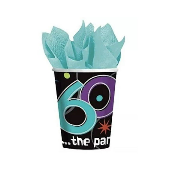 Over the Hill 'The Party Continues' 60th Birthday 9oz Paper Cups (8ct)