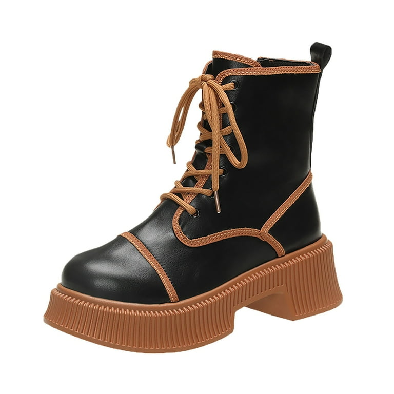 Over the Knee Boots for Women Open Toe V Neck Boots Lace Up Sole Platform Ankle Booties Slip on Chunky Block Heel Leather Combat Boots