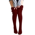 thumbnail image 1 of Over the Knee Cable Knit Socks for Women,Warm Long Boot Stockings with Thick Texture for Fall and Winter Fashion Wear Wine, 1 of 3