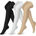 thumbnail image 1 of Over the Knee Compression Socks for Women Circulation Knee High 3 Pairs for Nurses, Running, Travel, Athletic，L/XL-Style 2, 1 of 5
