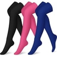 thumbnail image 1 of Over the Knee Compression Socks for Women Circulation Knee High 3 Pairs for Nurses, Running, Travel, Athletic，L/XL-Style 4, 1 of 5