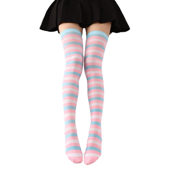 Over the Knee High Socks,Cosplay Thigh High Stockings Colorful Striped Long Boot Stockings Thigh High Socks