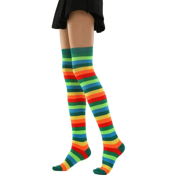 Over the Knee Socks Witch Costume Rainbow Thigh High Socks