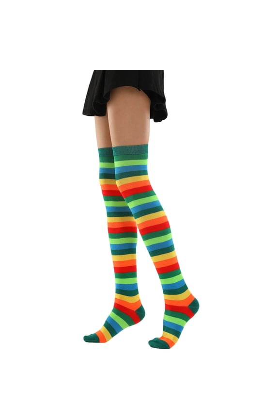 Over the Knee Socks Witch Costume Rainbow Thigh High Socks