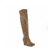 Over the Knee Women's Wedge Boots in Leopard