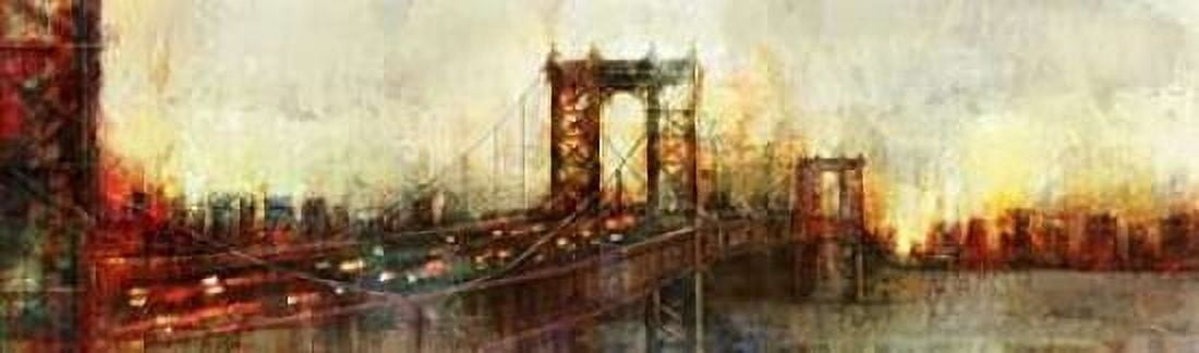 Over the Manhattan Bridge Canvas Art - Ken Roko (8 x 24)