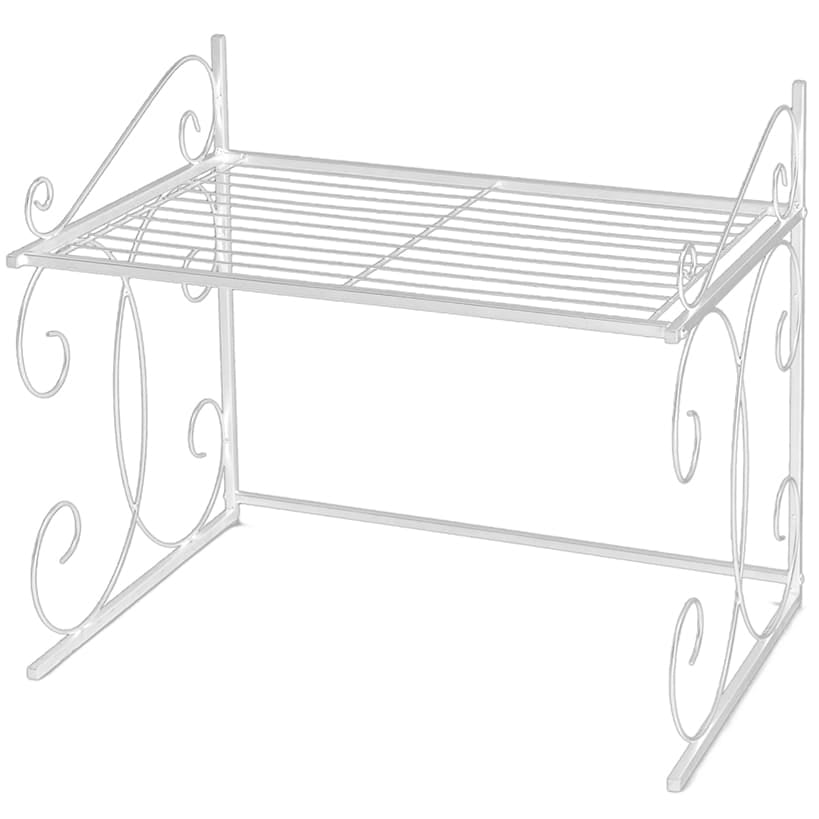 White Metal Freestanding Over-the-Microwave Shelf Organizer