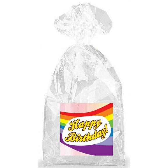 Over the Rainbow Happy Birthday! Party Favor Bags with Ties - 12pack